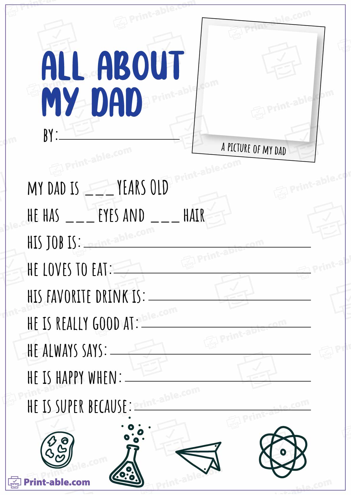 All About My Dad Printable