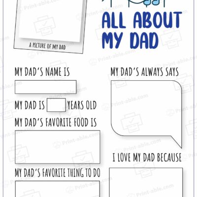 All About My Dad Printable