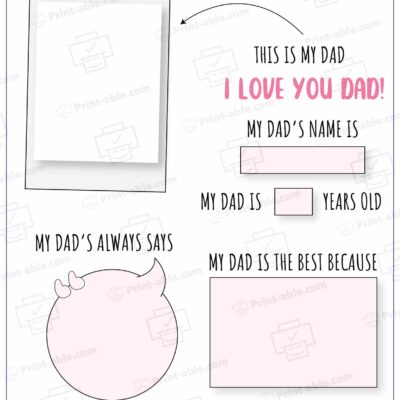 All About My Dad Printable