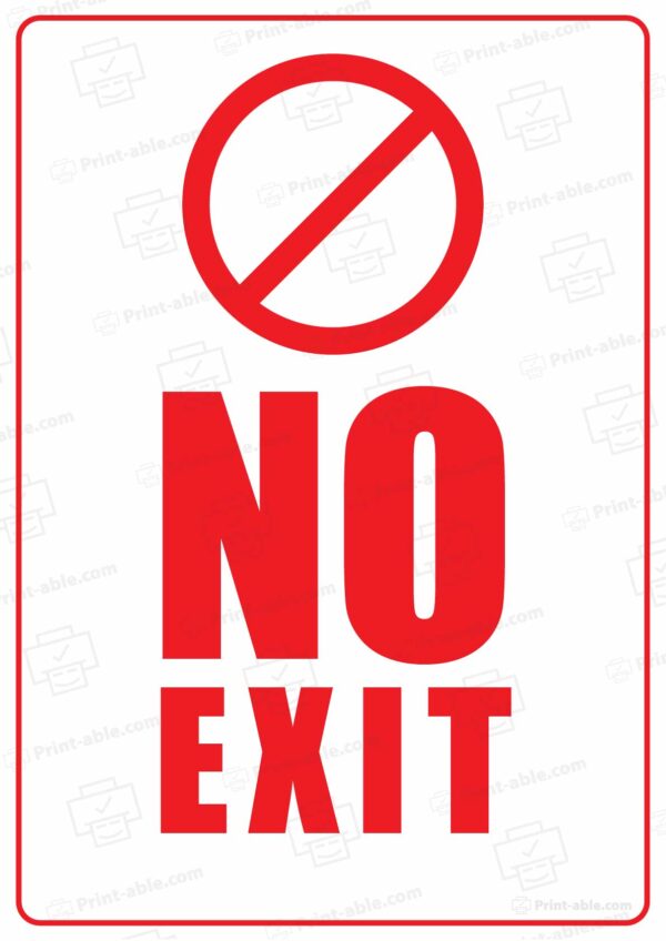 No Exit Sign Printable