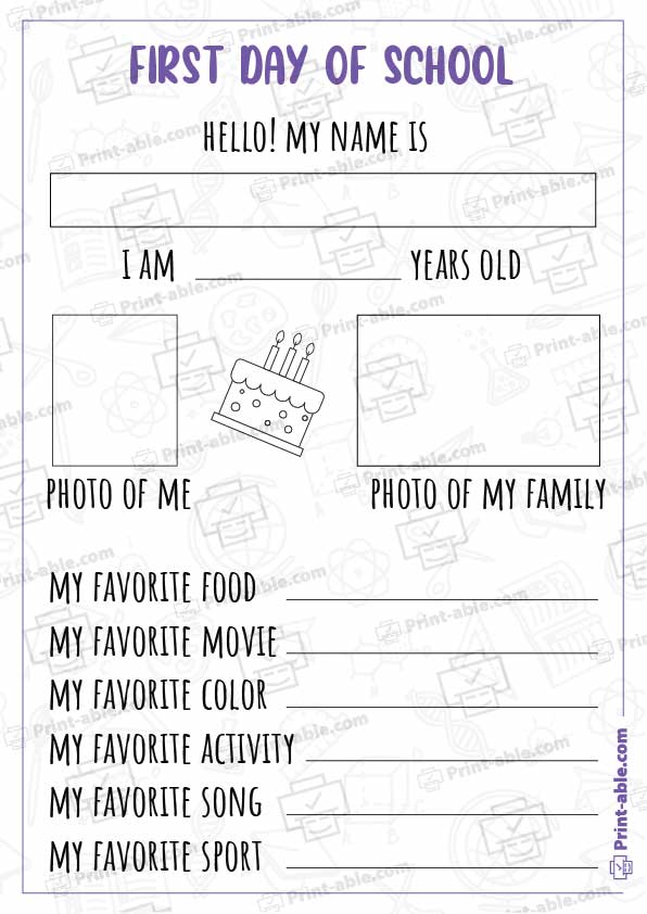 First Day of School Printable