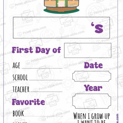 First Day of School Printable 2310