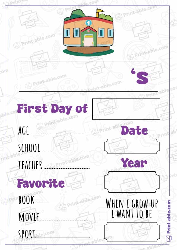 First Day of School Printable