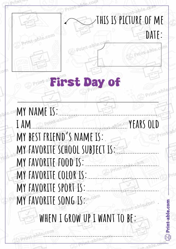 First Day of School Printable