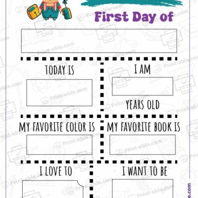 First Day of School Printable 2313