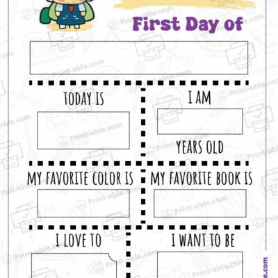 First Day of School Printable 2314