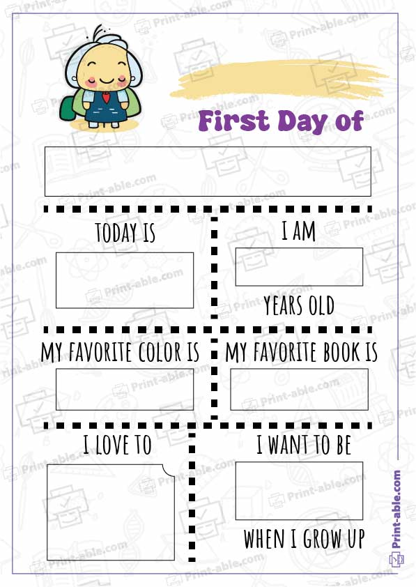 First Day of School Printable