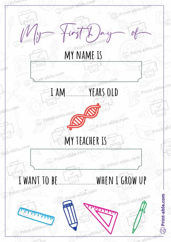 First Day of School Printable