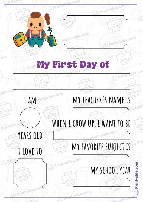 First Day of School Printable