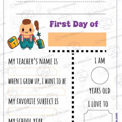 First Day of School Printable 2307