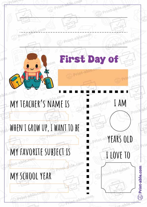 First Day of School Printable