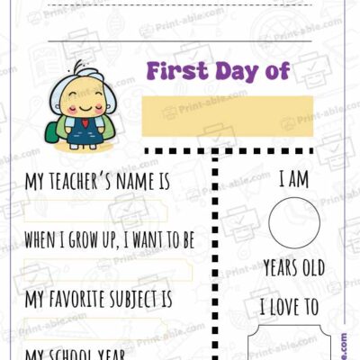 First Day of School Printable 2309