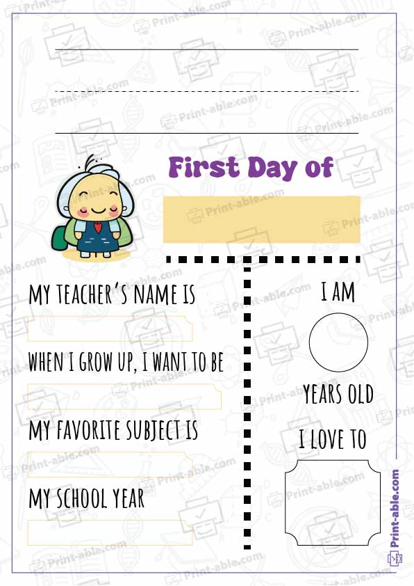 First Day of School Printable