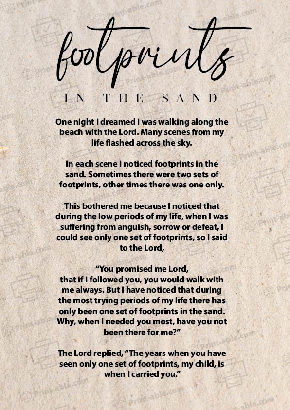 Footprints in The Sand Printable