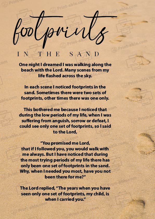 Footprints in The Sand Printable