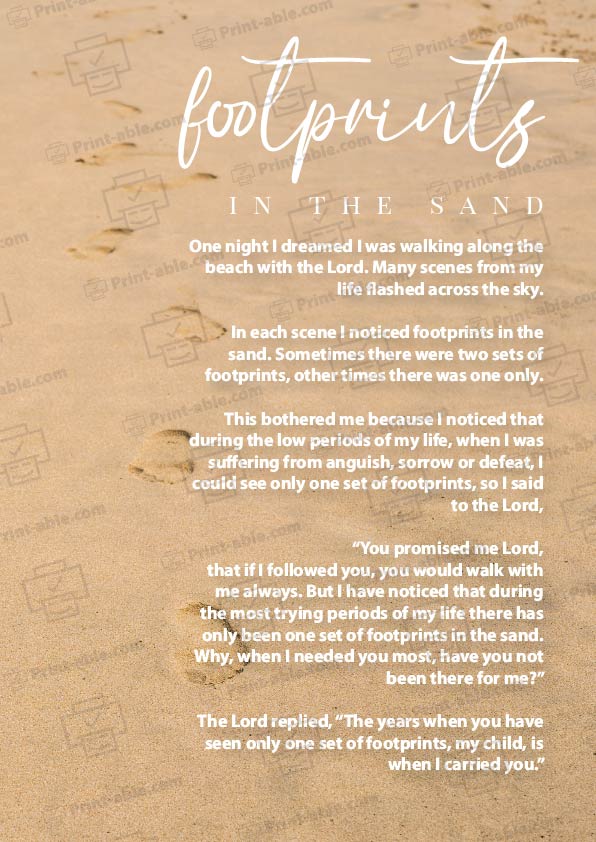 Footprints in The Sand Printable