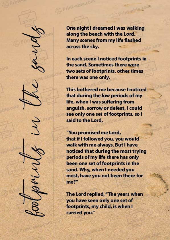 Footprints in The Sand Printable