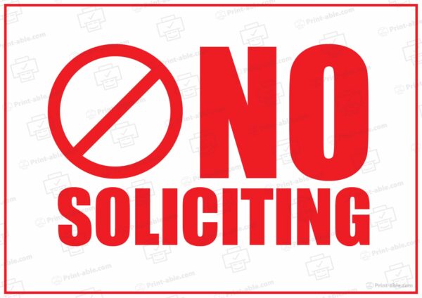 No Soliciting Sign Printable