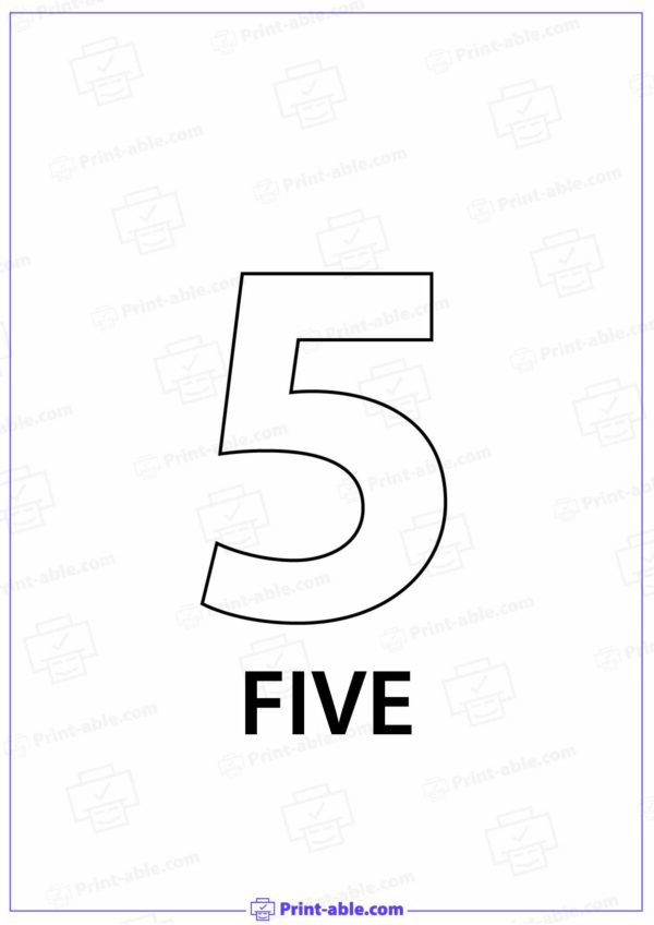 Number Five Printable 3511