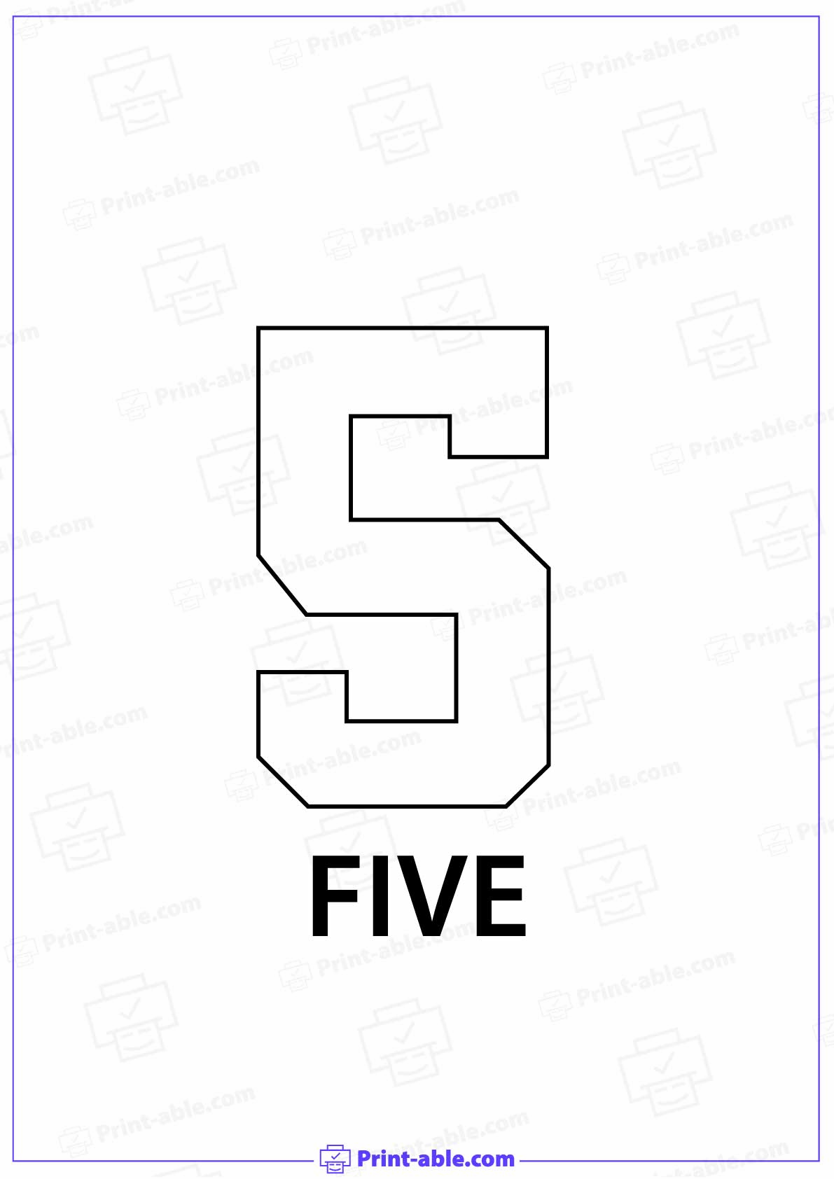Number Five Printable