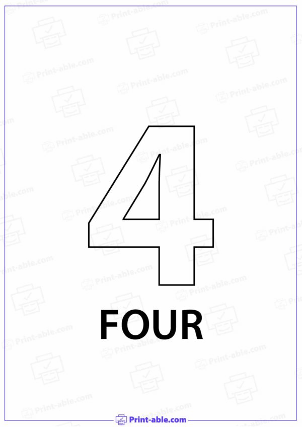 Number Four Printable