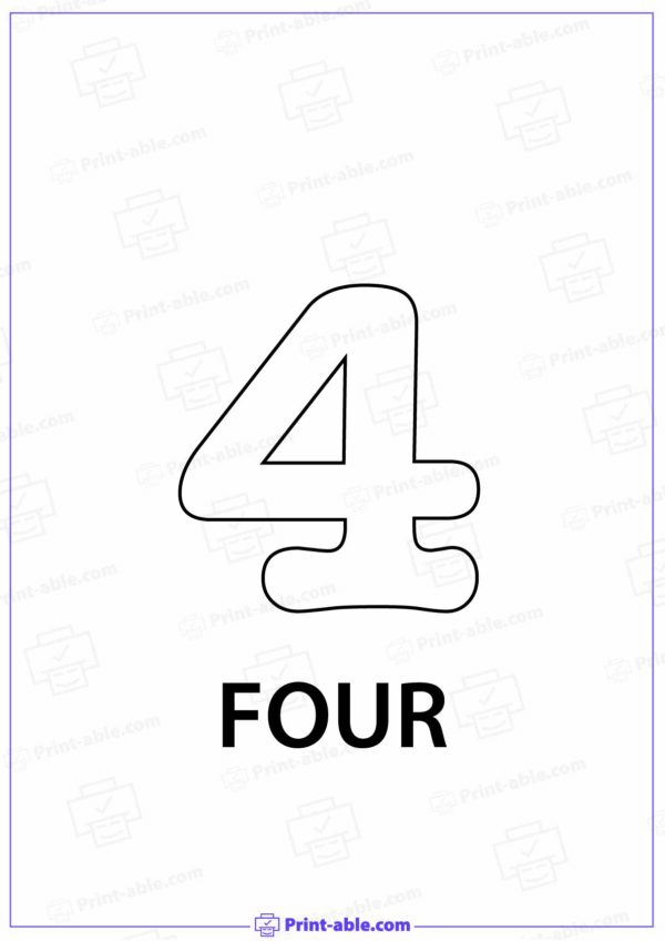 Number Four Printable