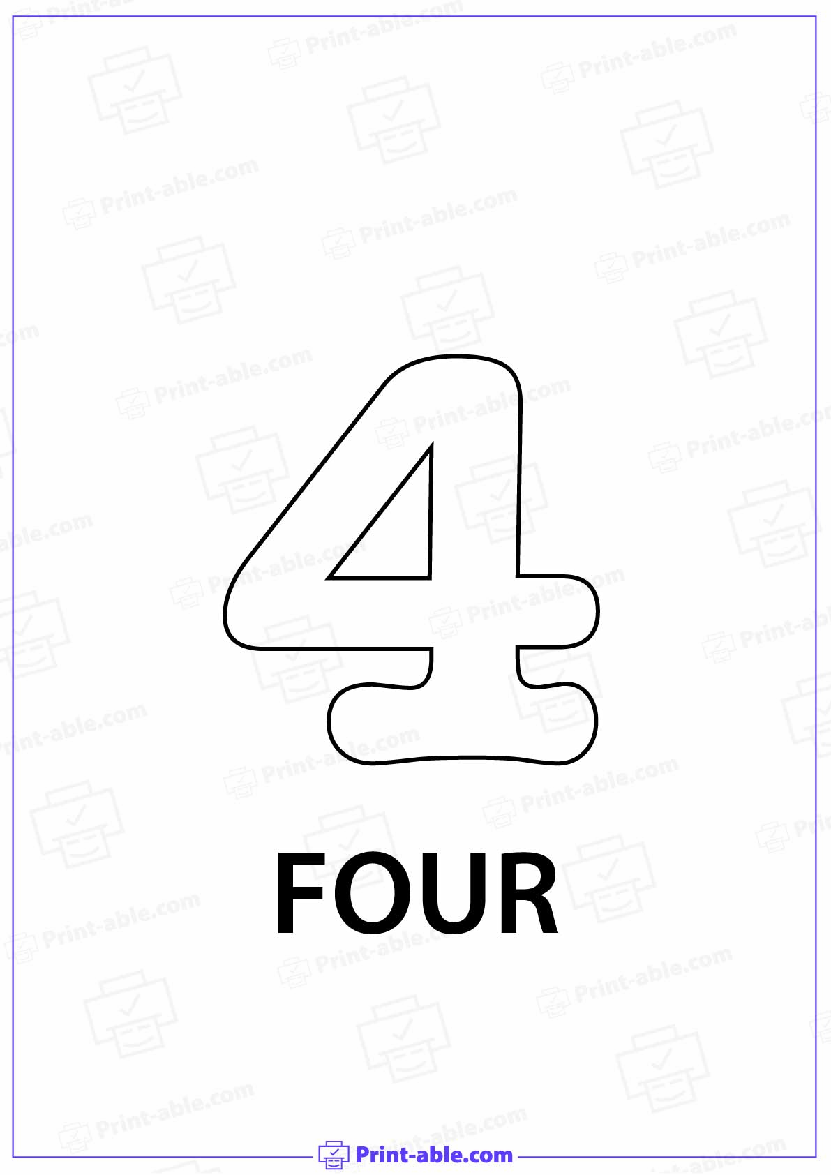Number Four Printable