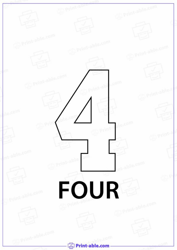 Number Four Printable