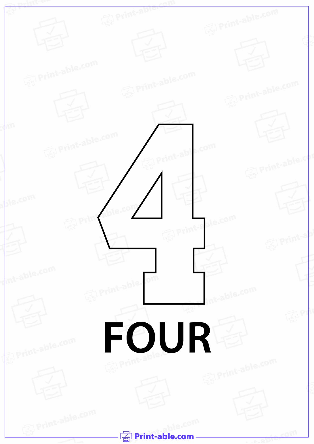Number Four Printable