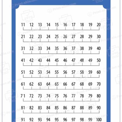 Number Line Printable 1 - 100