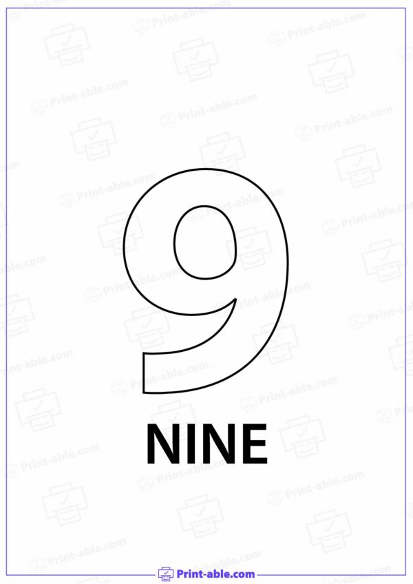 Number Nine Printable 2601