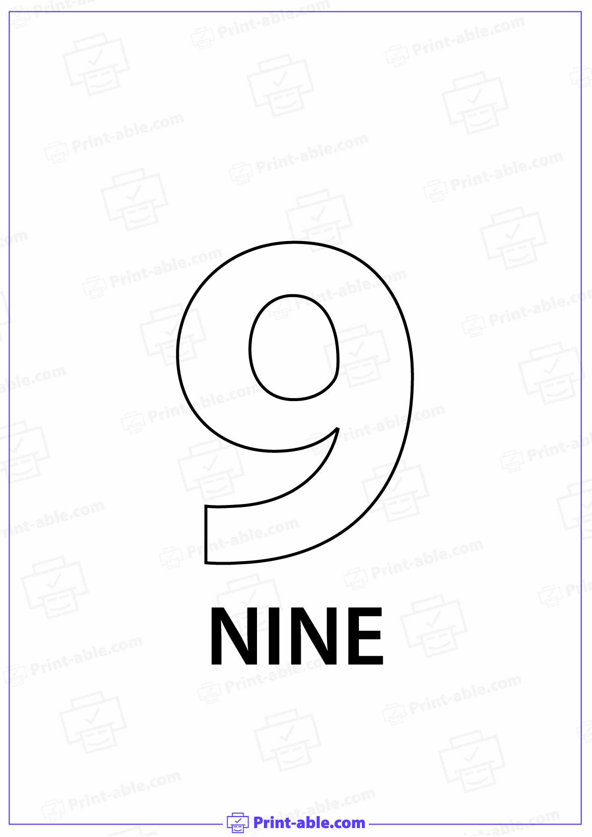Number Nine Printable 2601