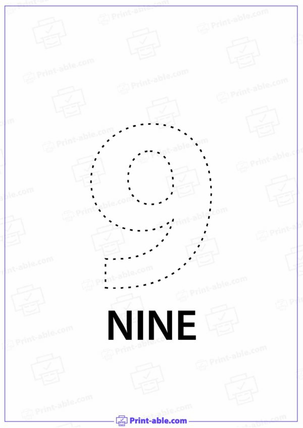 Number Nine Printable 2602