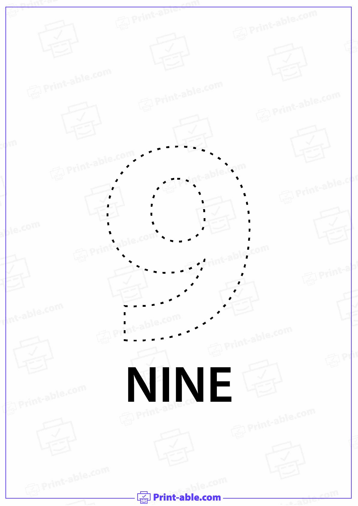 Number Nine Printable 2602