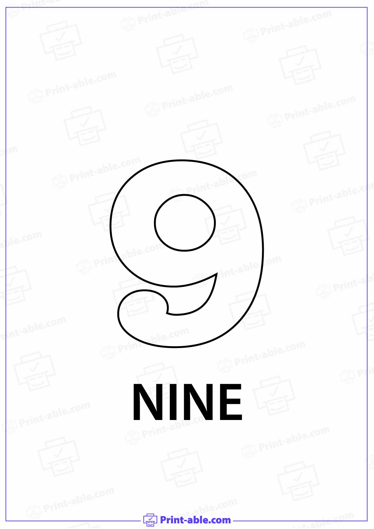 Number Nine Printable 2603