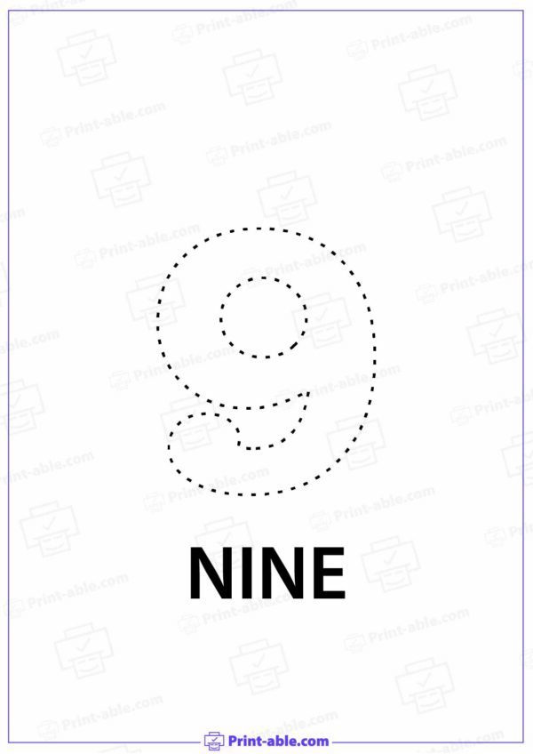 Number Nine Printable 2604