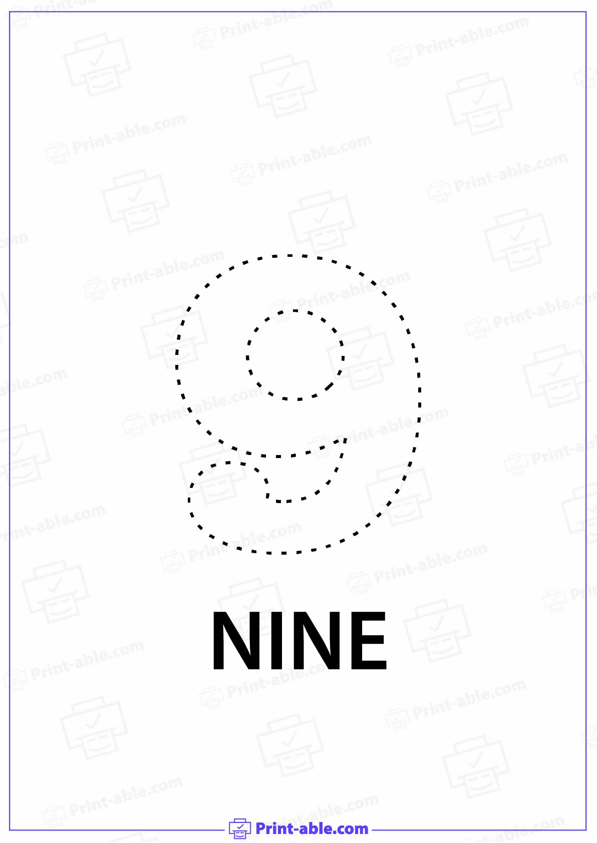 Number Nine Printable 2604