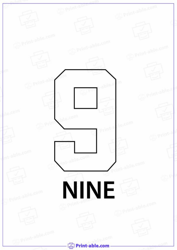 Number Nine Printable 2605