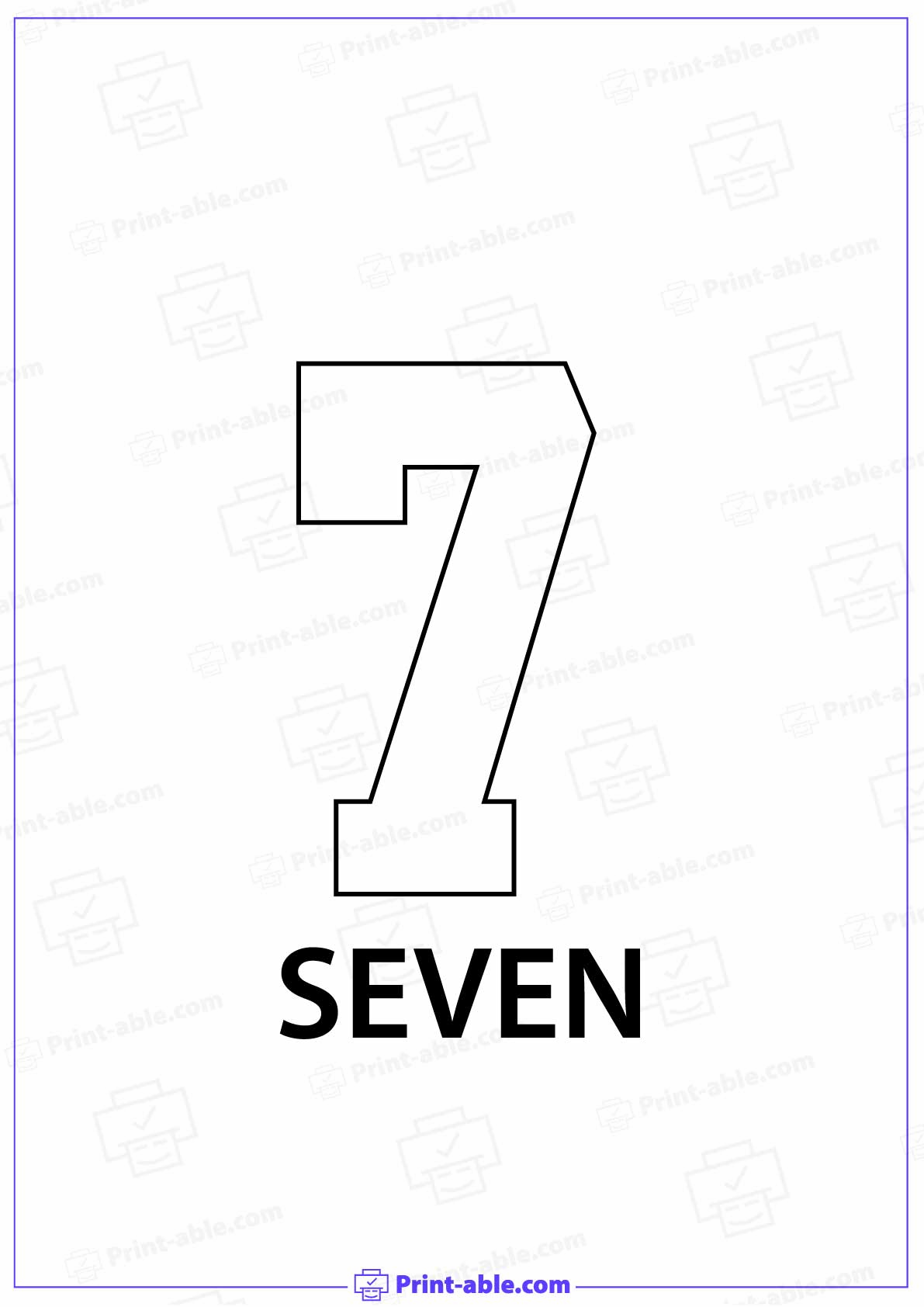 Number Seven Printable 3527