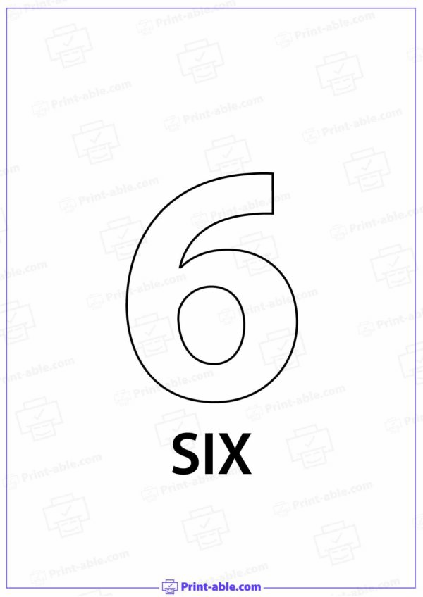 Number Six Printable 3517
