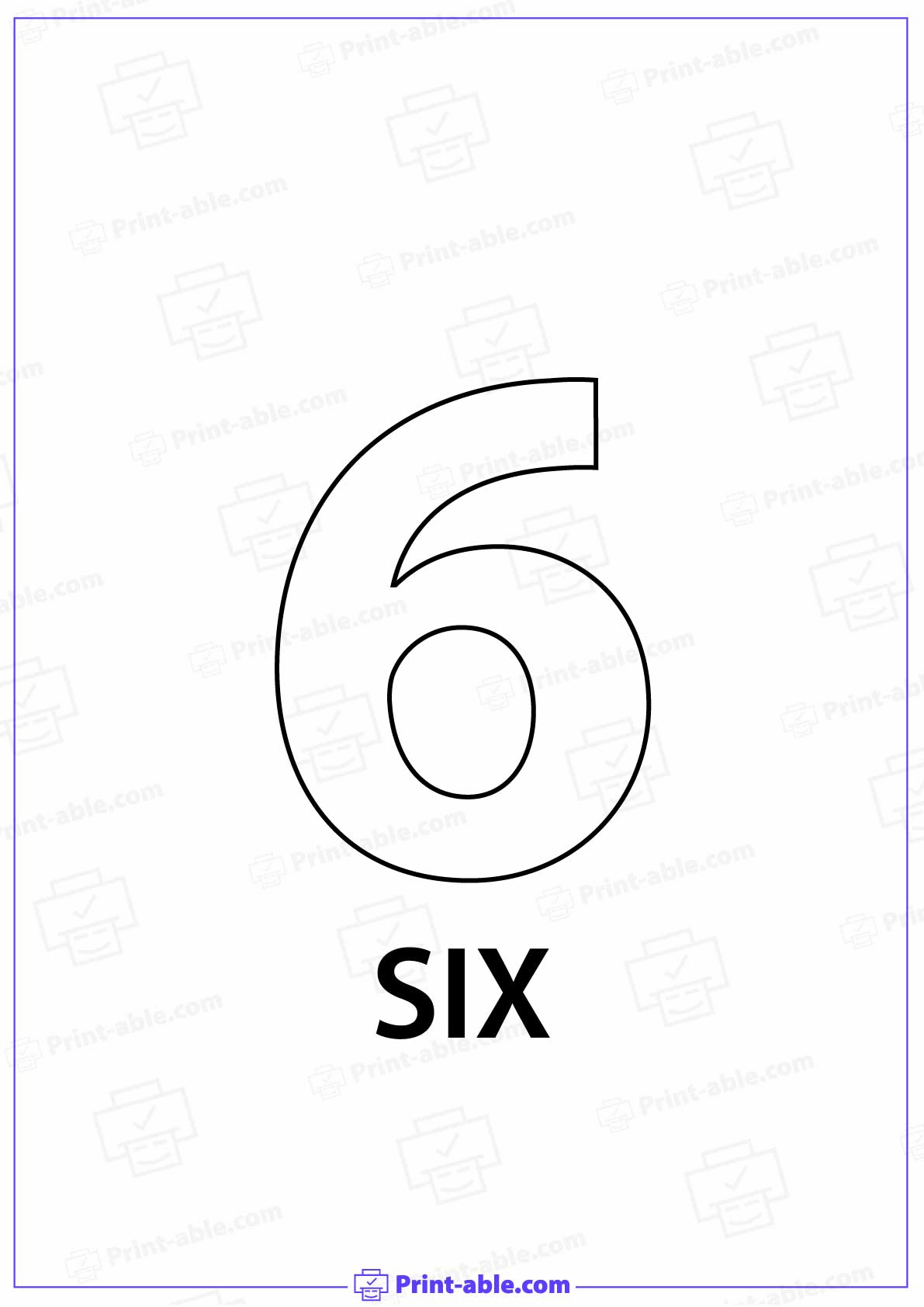 Number Six Printable Free Download