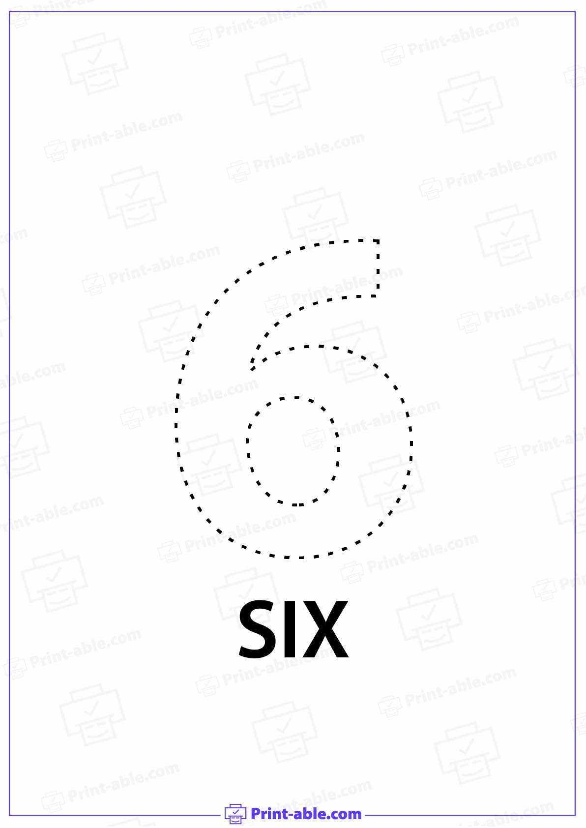 Number Six Printable Free Download