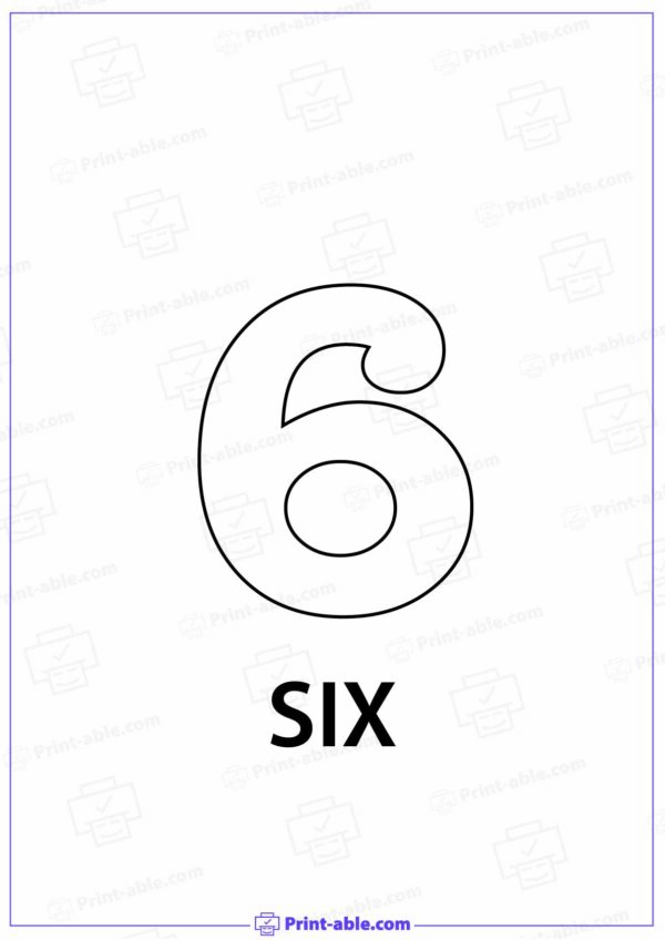 Number Six Printable 3519