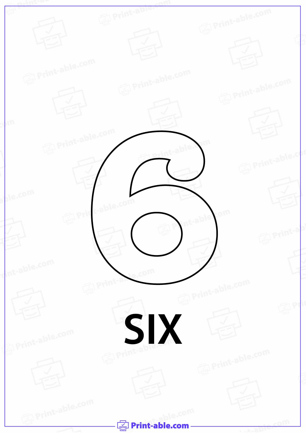 Number Six Printable Free Download