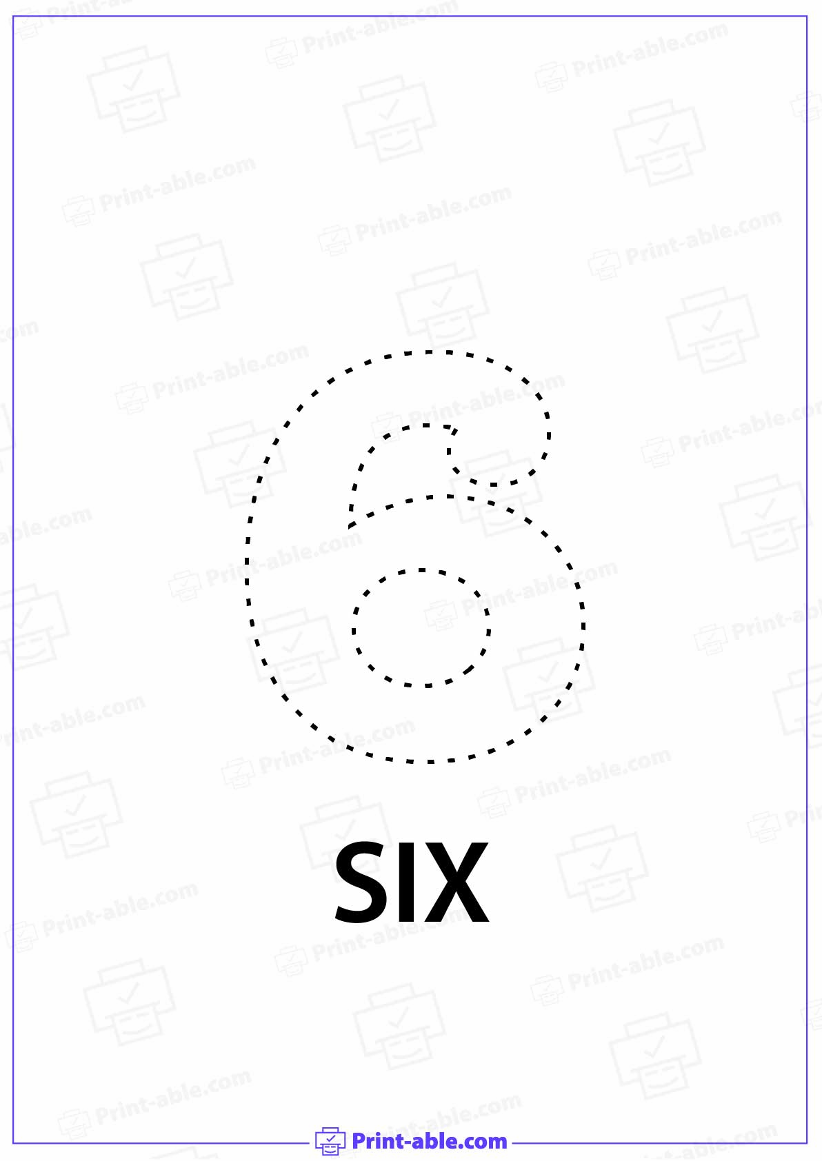 Number Six Printable Free Download