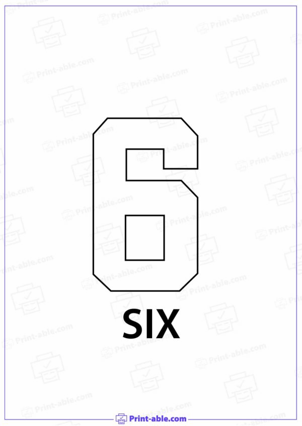 Number Six Printable 3521