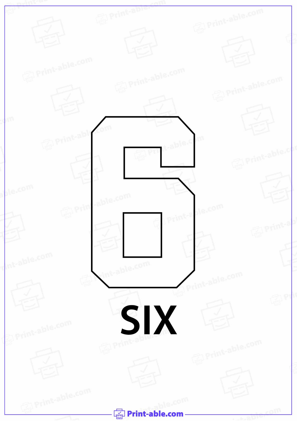 Number Six Printable Free Download