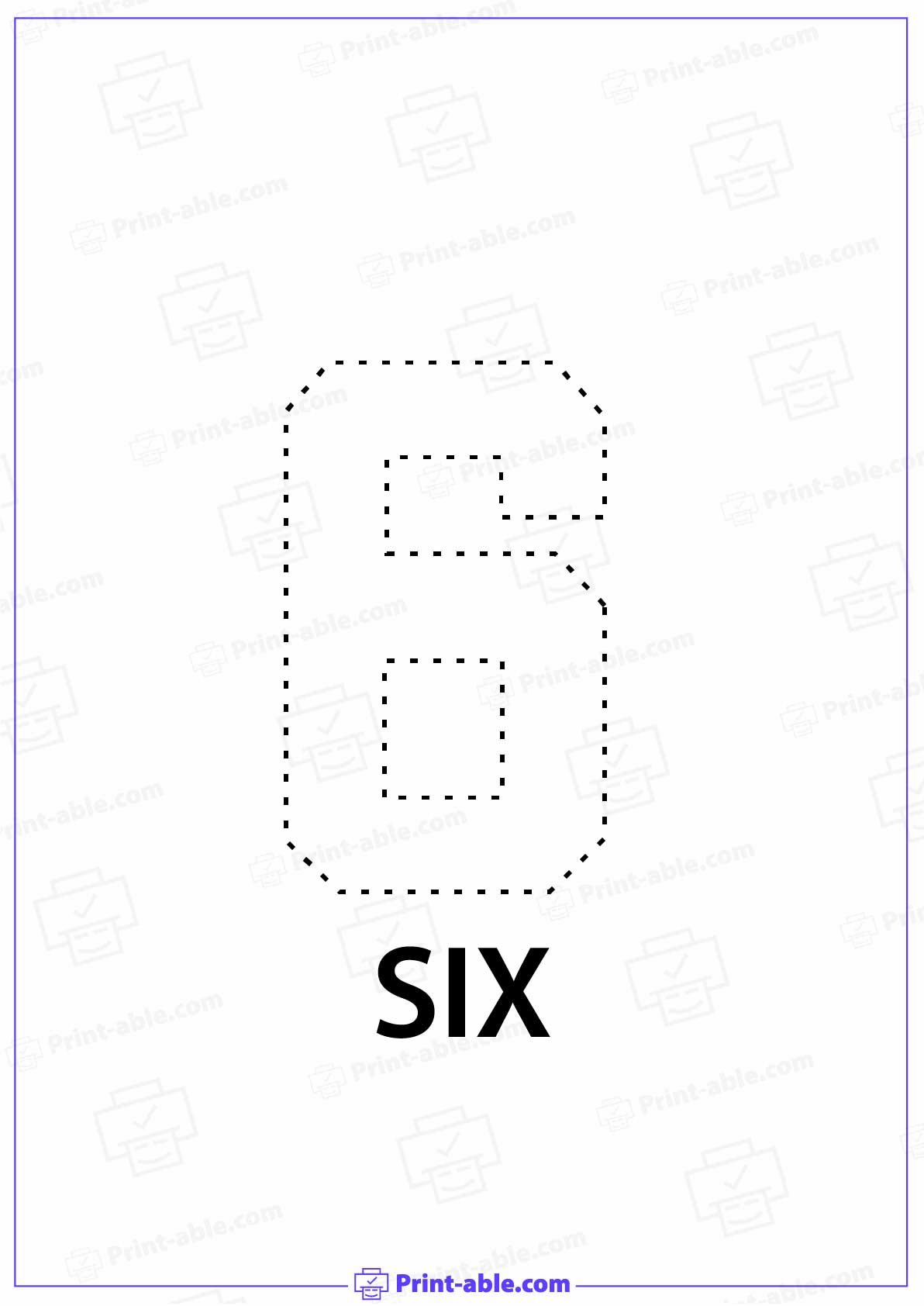 Number Six Printable Free Download