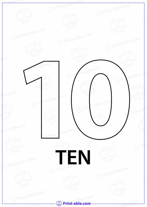 Number Ten Printable 2606