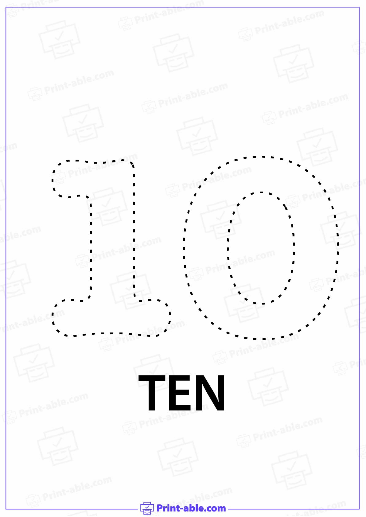 Number Ten Printable Free Download